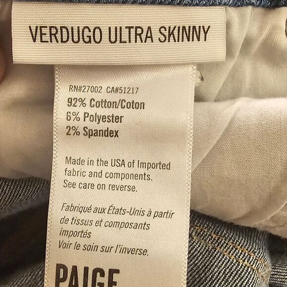 PAIGE Verdugo ultra skinny sz 30 with 30" inseam - Picture 3 of 6